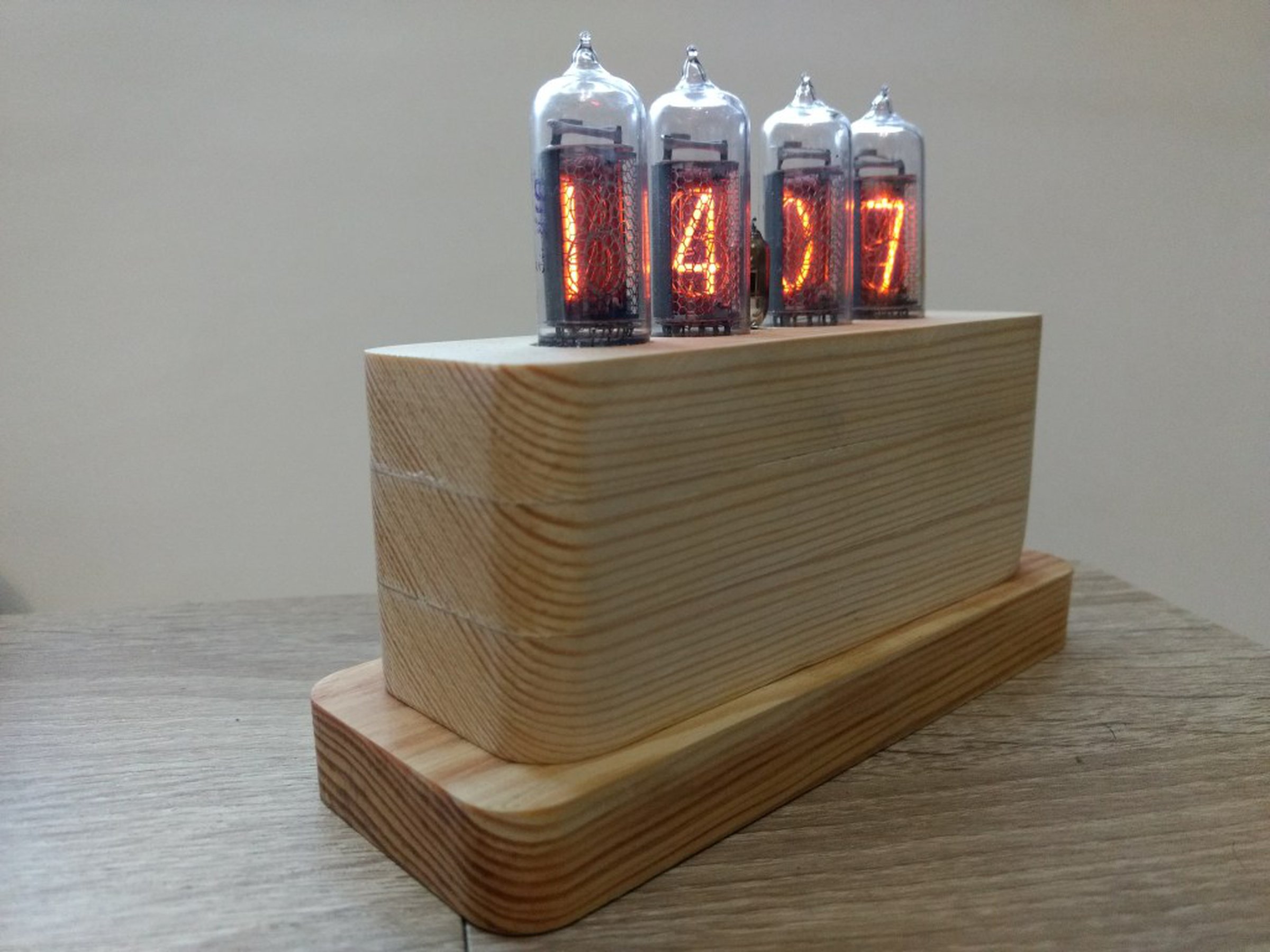 IN-14 Nixie Tube Clock in Wooden Case from 