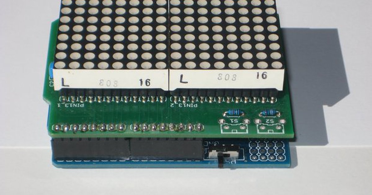 Dual Tri-color LED matrix shield for Arduino from florinc on Tindie