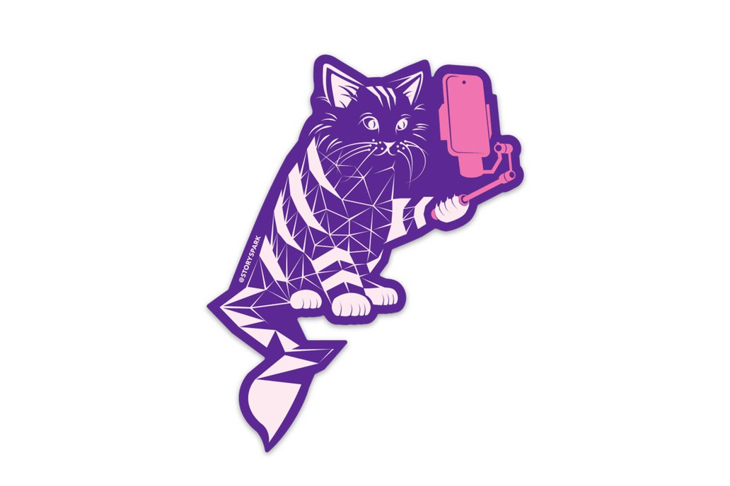 Selfie Cheshire Cat Vinyl Sticker 1