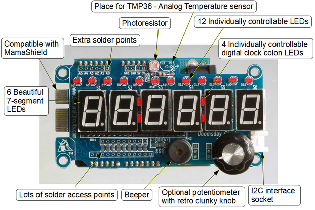 Doomsday Clock Shield Kit for Arduino