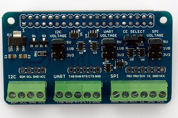 Level-Shifting HAT For Raspberry Pi 1.8V, 3.3V, 5V