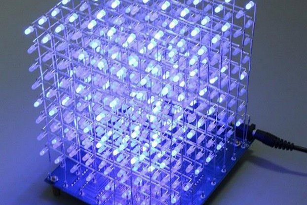 8x8x8 LED Cube 3D Light Square Blue LED Flash