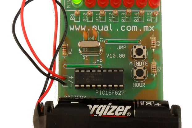 Binary Clock based on a PIC16F627A