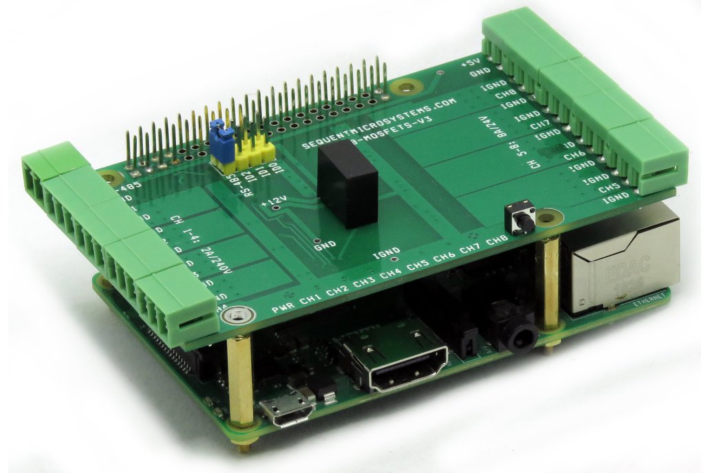 8-MOSFETS Stackable Card for Raspberry Pi 1