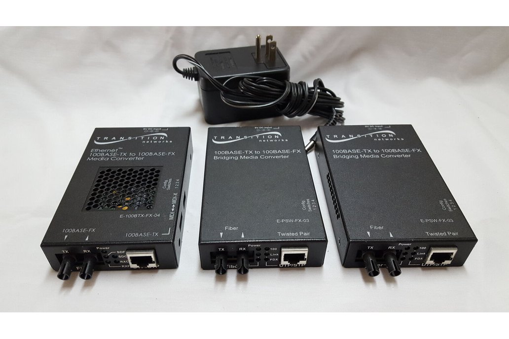 Qty 3 Transition Networks ethernet to fiber 1