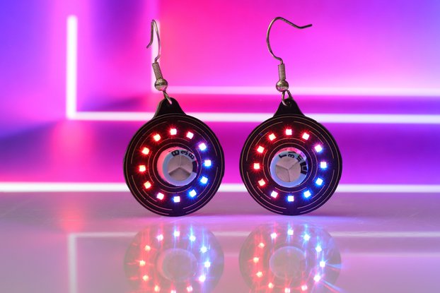 Red/Blue Rechargeable Super Capacitor Earrings