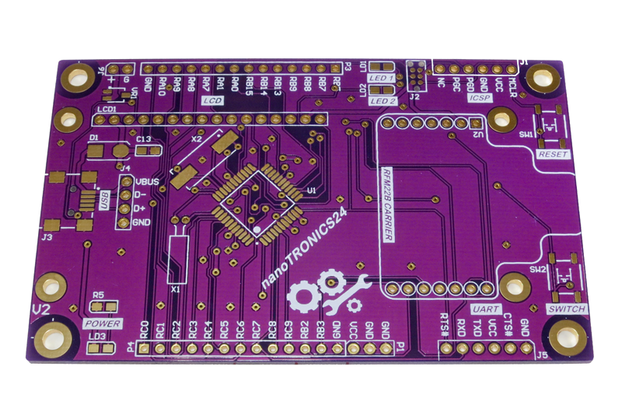 nanoTRONICS24 –  Wireless PIC24 Dev Board PCB - RF