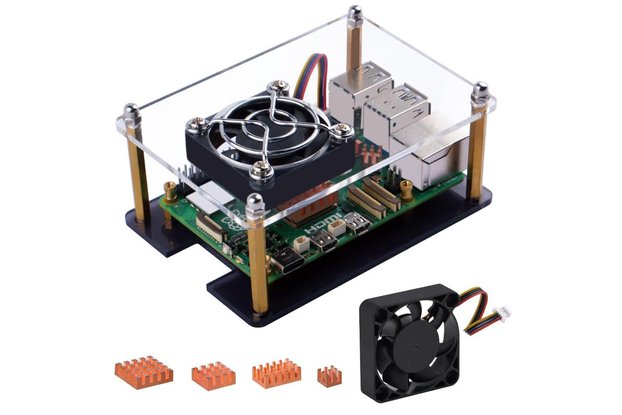 52Pi Raspberry Pi 5 Acrylic Case with Cooling Fan