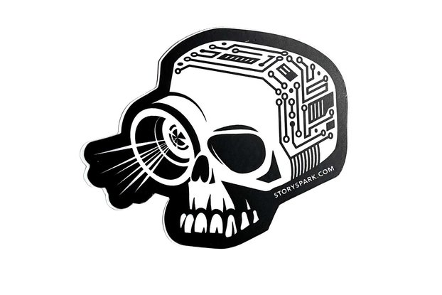 Techy Skull Vinyl Sticker