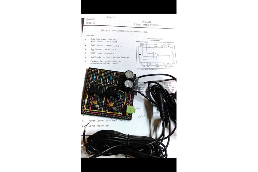 8W Stereo Audio Amplifier SN76002ND (prototype) 1