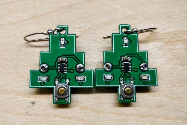 Flashing Circuit Board Christmas Tree Earrings