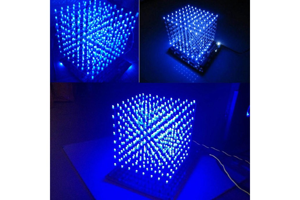 3D Light Cube Kit 8x8x8 Blue LED 1