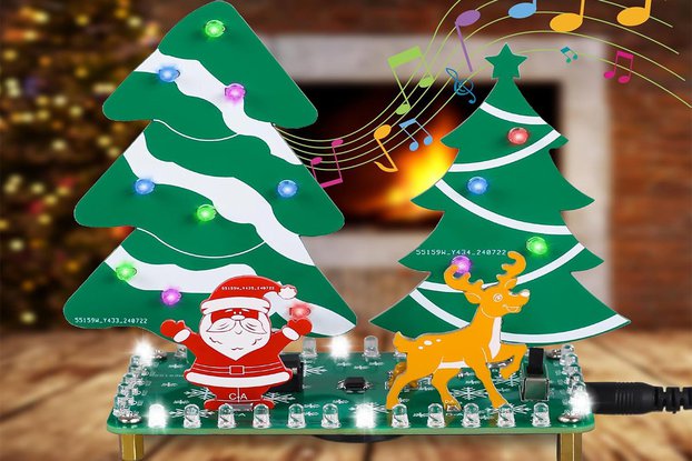 LED Christmas Tree Soldering Kit with Music