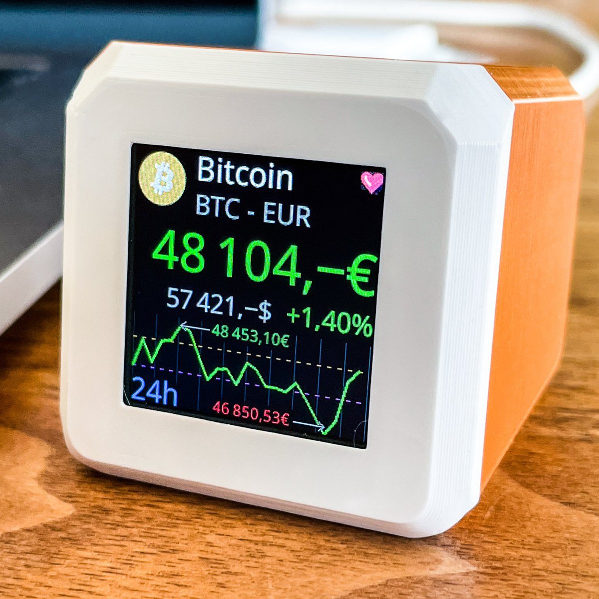 CoinThing – Stand-Alone Crypto Ticker, Chart from barn53 on Tindie