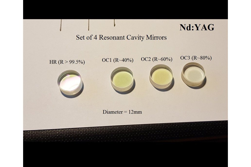 Set of 4 Nd:YAG Resonant Cavity Mirrors: HR + 3 OC 1