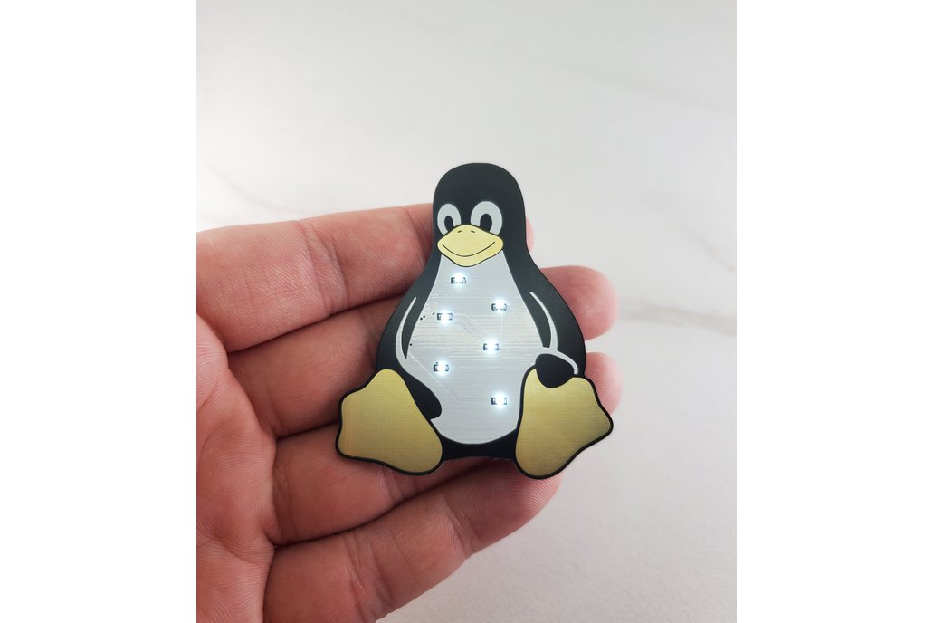 Linux Tux Penguin Pin made from PCB 1