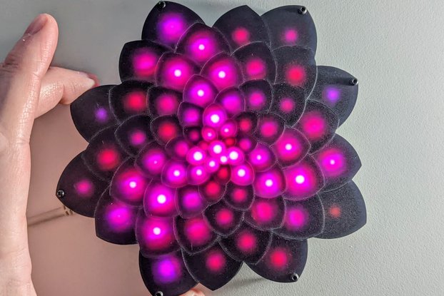 Fibonacci64 Flower - 148mm PCB with 64 RGB LEDs