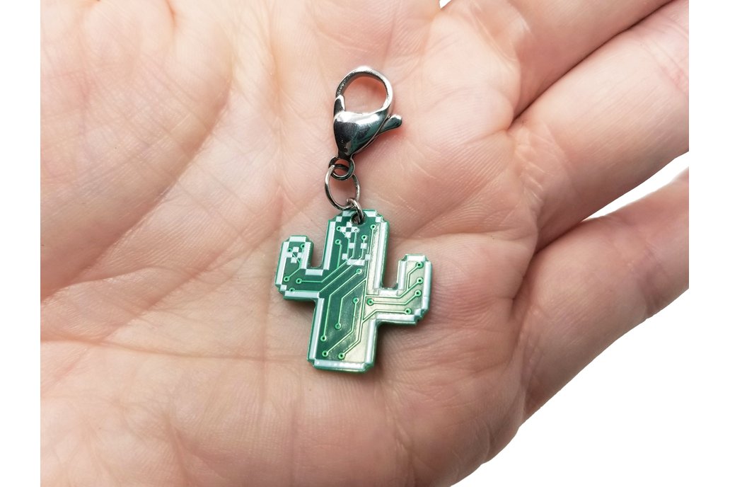 Happy Cactus Circuit Board Charm 1