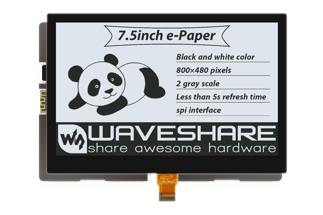 7.5" E-paper & controller, 24 LEDs, SD card slot 1