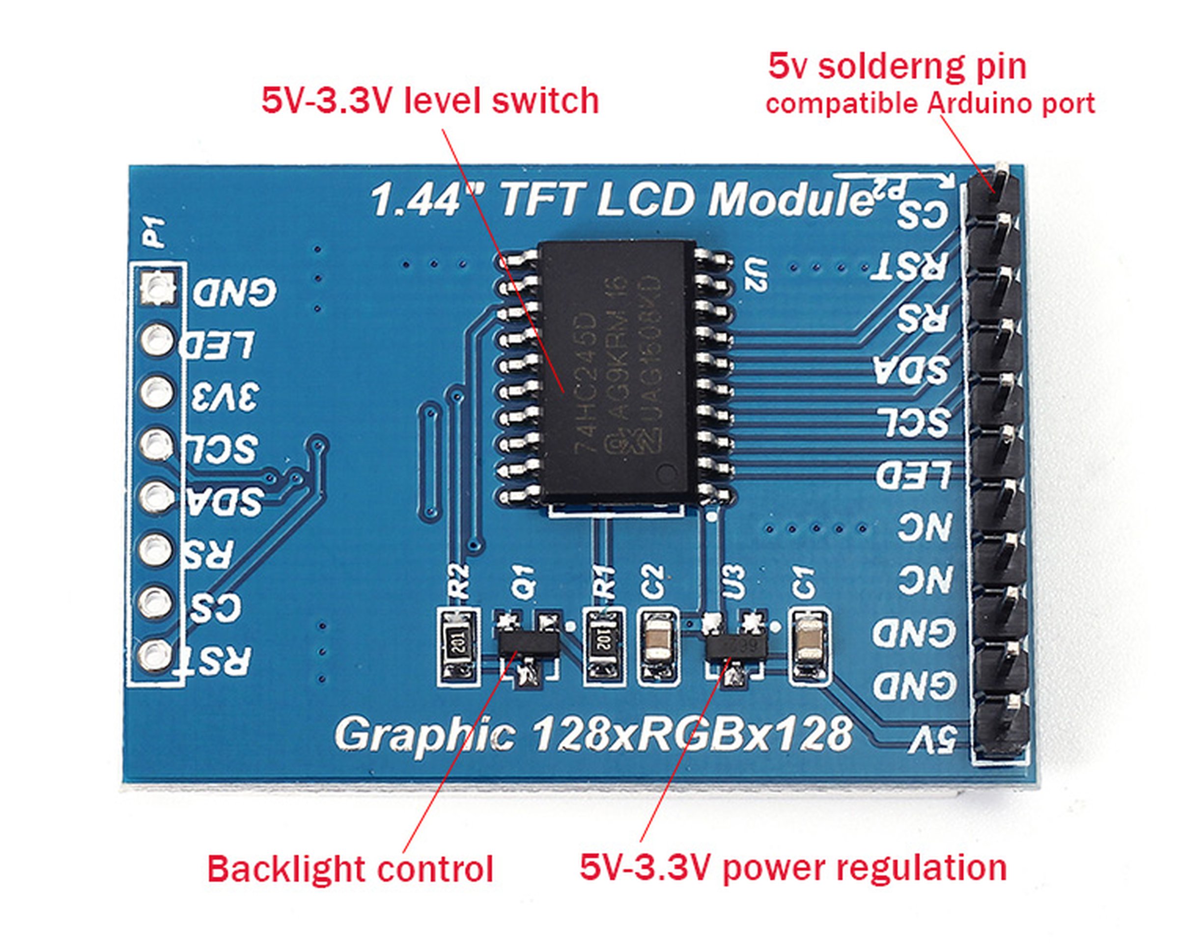 5V TFT 1.44-inch Color LCD for Arduino(8542) from ICStation on Tindie
