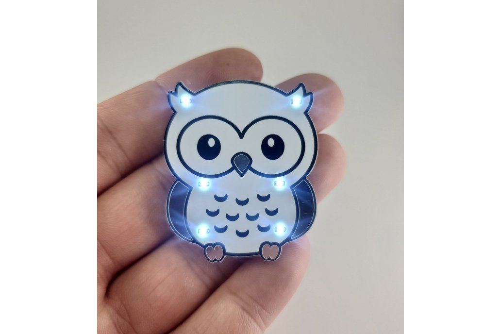 Light up Owl Pin made from PCB 1