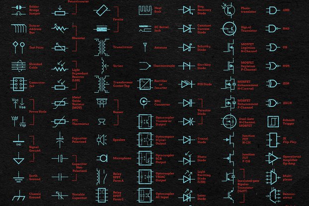 Electronic Schematic Symbols Poster