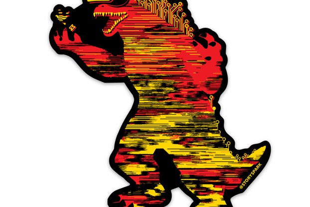 VR Godzilla Vinyl Sticker in Fire Red