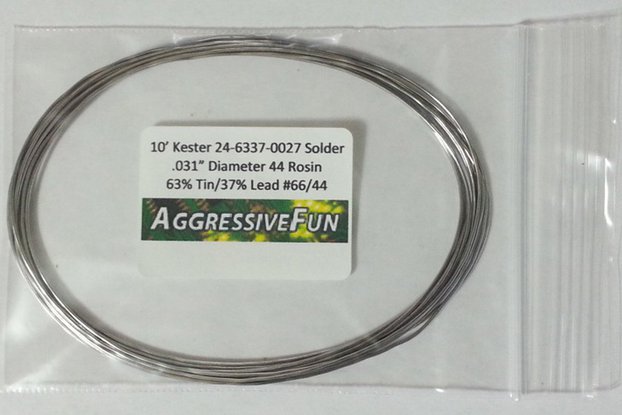10ft Kester Solder .031" 63/37 Tin Lead Rosin Core