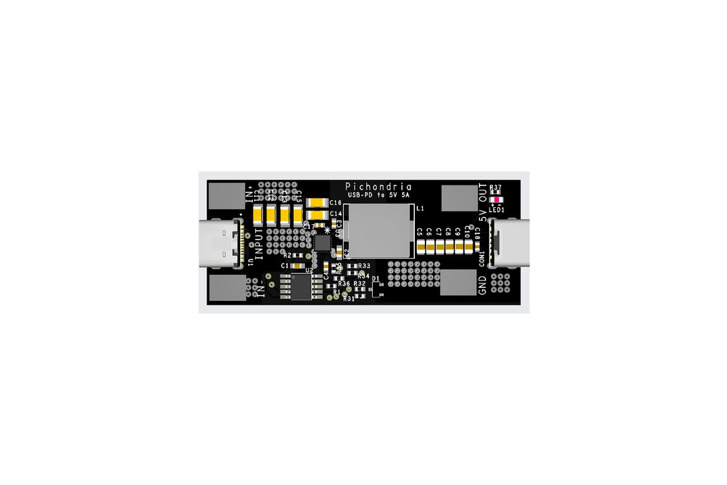 USB-PD 2.0/3.0 to 5V 5A converter board for RPi5 1