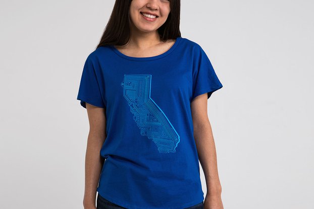 CIRCUIT BOARD CALIFORNIA Womens Blue T-shirt