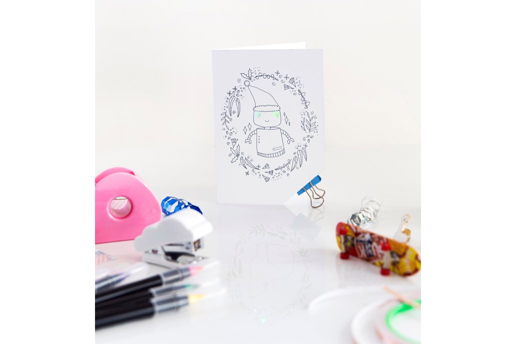 Santa Robot Paper Circuits Christmas Card 1