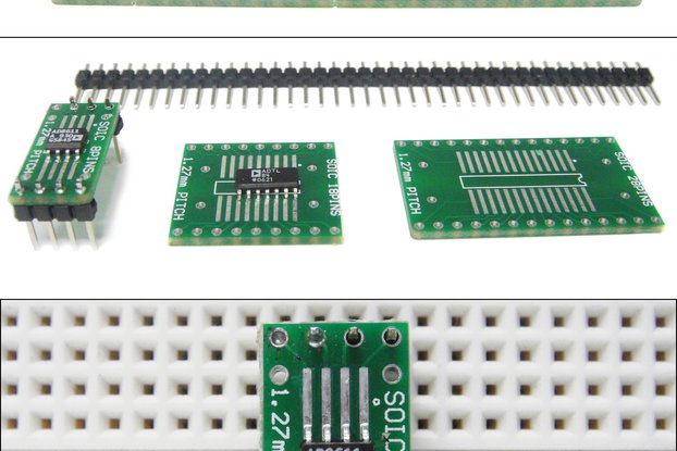 SchmartBoard|ez 1.27mm Pitch SOIC to DIP adapter