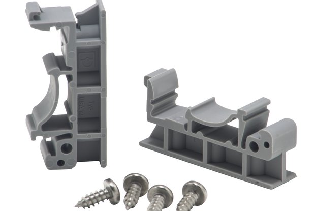 DIN rail mounting clips and screws