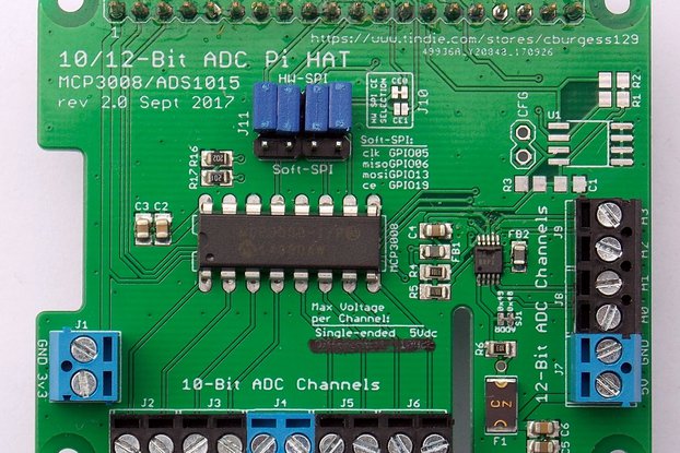 12-Channel 10/12 Bit ADC HAT for Raspberry Pi