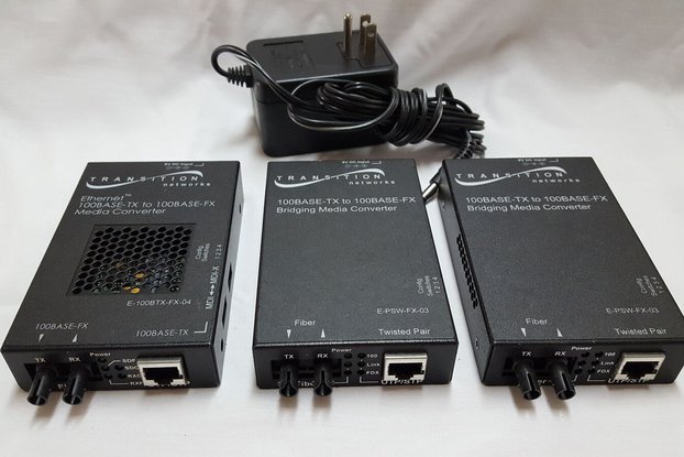 Qty 3 Transition Networks ethernet to fiber