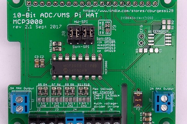 10-Bit ADC/VMS Board (HAT) for Raspberry Pi (v2.1)