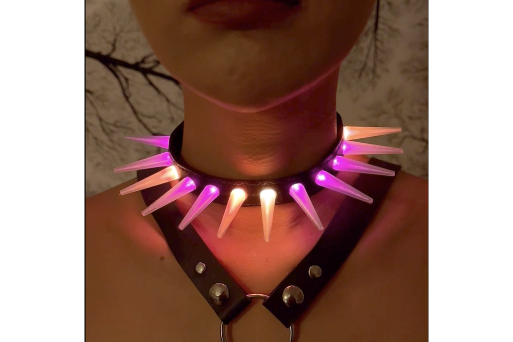 Punk LED - Handmade necklace - Rave - Spikes 1