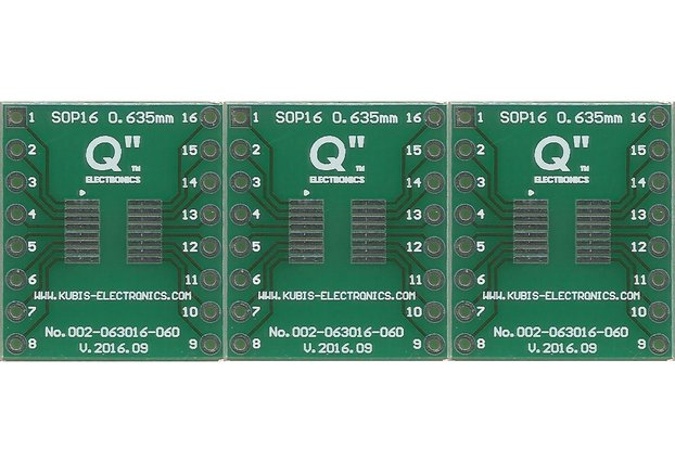 QSOP16,SSOP16 0.635mm(0.025") to DIP 0.6" - 3 PCS.