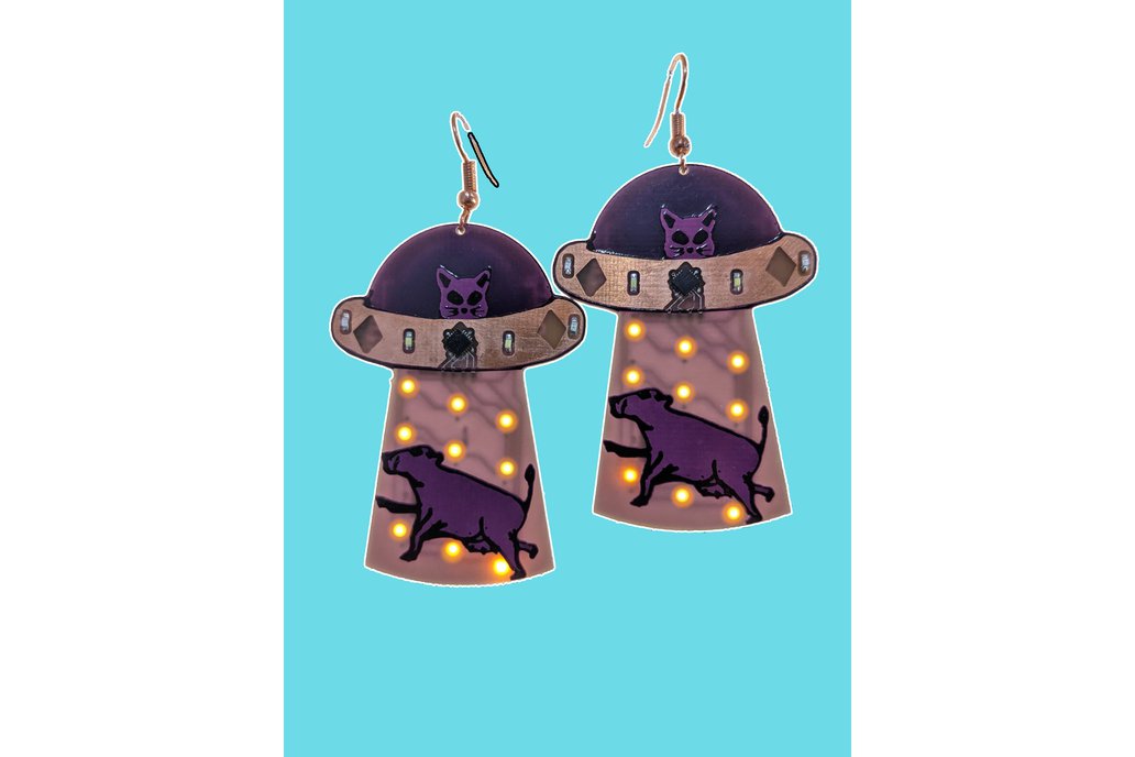 Alien Jewelry | Cow Spaceship | Cat UFO earrings 1