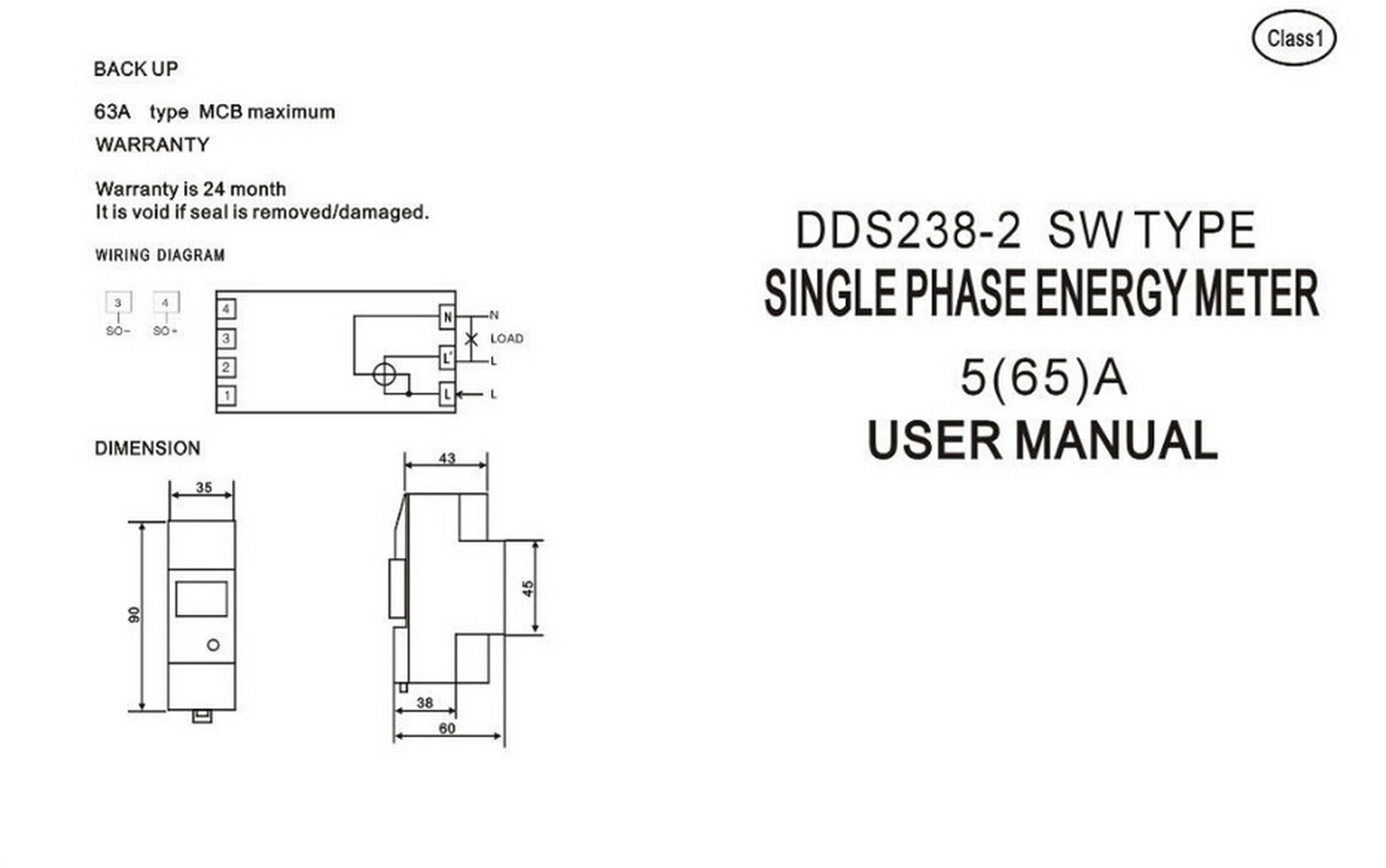 5(65)A 230V 50HZ Single Phase Energy Meter 7