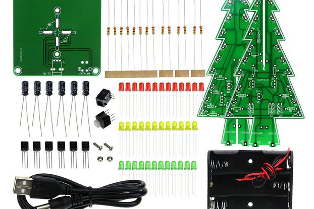 DIY 3D LED Flashing Christmas Tree Circuit Kit Gli