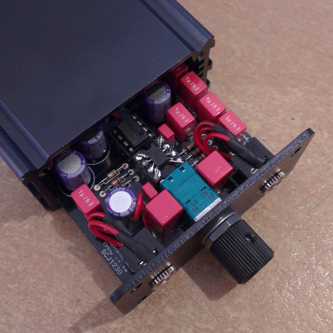 HiFi quality 'Carbon' CMoy Headphone Amplifier assembled from