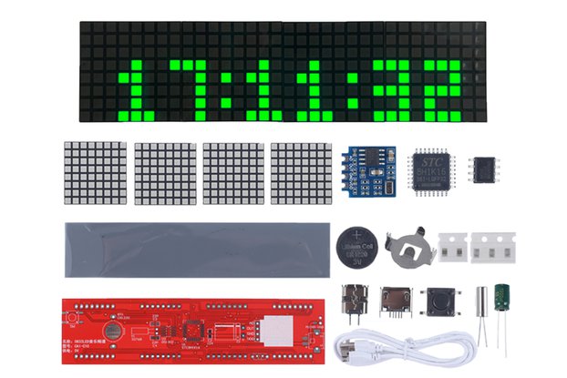 Green LED Dot Matrix Music Spectrum Clock DIY Kits