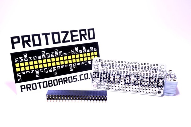 2x White ProtoZero PCBs + Headers + GPIO Stickers