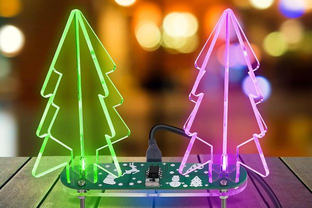 Automatic Flicker LED Acrylic Xmas Tree DIY Kit