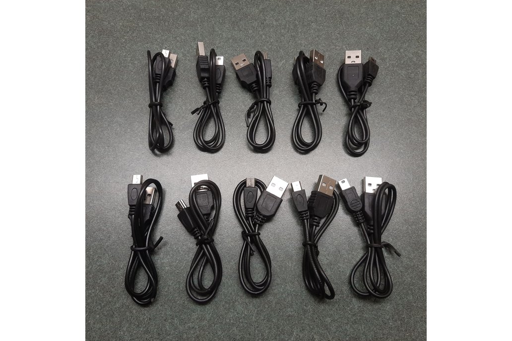 Qty 10, USB-A to Mini USB Power cables, ~20 in. 1