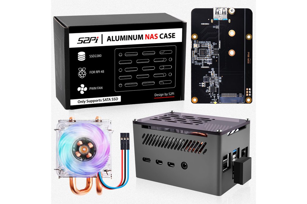 52Pi Raspberry Pi 4 Aluminum NAS Case 1