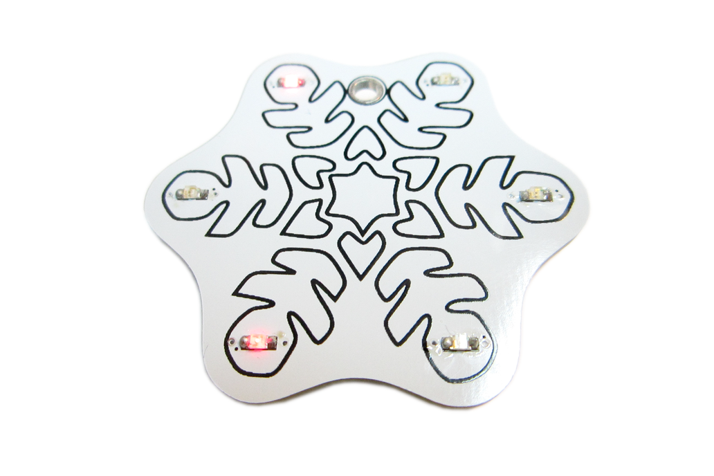 Electronic LED Snowflake Ornament Kit Red Lights 1