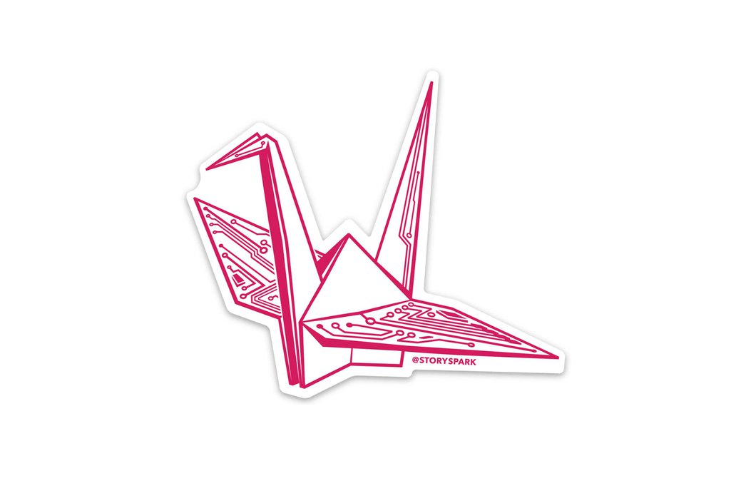 Techy Origami Cranes Vinyl Sticker 1