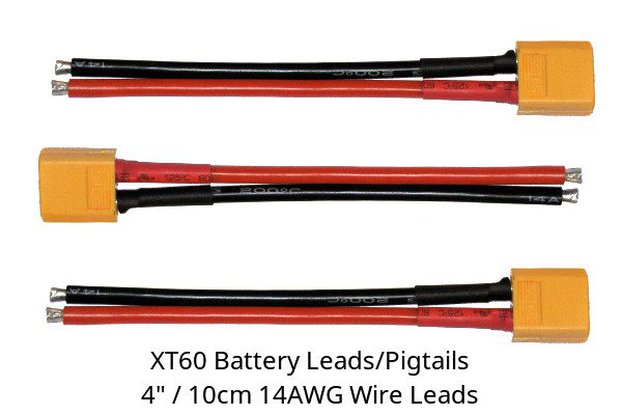 3x XT60 male tinned 4" 14AWG silicone wires